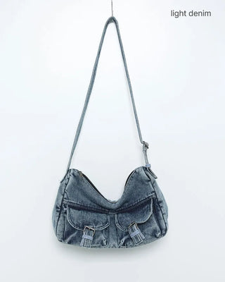 2-Pocket Denim Shoulder Bag