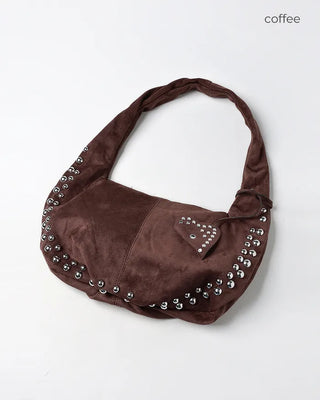 Studded suede shoulder bag