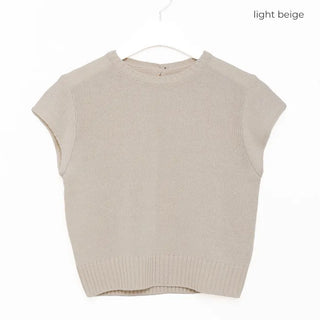 Heart Button Cap Sleeve Knit