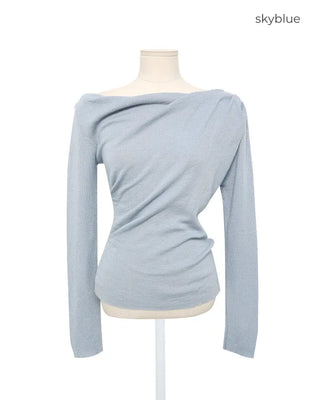 Drape off-shoulder knit
