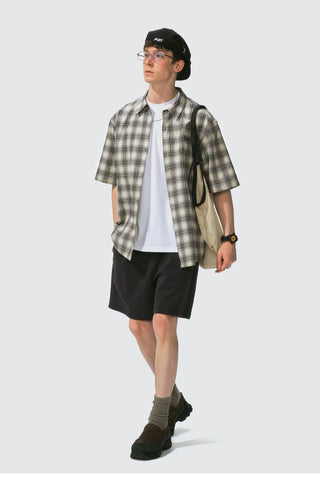 [Monterest] Seersucker Check Logo Embroidered Shirt