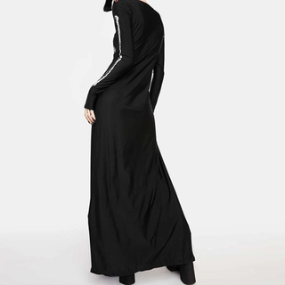 Long sleeve crewneck skeleton print maxi dress