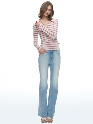 [NECY] Light Washed Flare Jeans