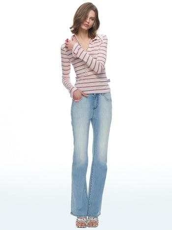 [NECY] Light Washed Flare Jeans