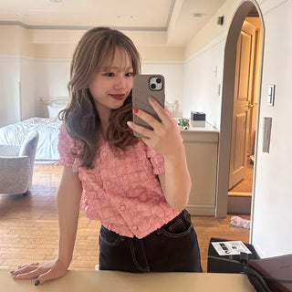 V-neck puff sleeve blouse