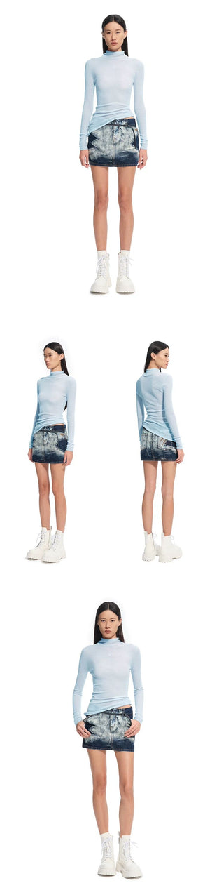 [NOTAWEAR] Wool Asymmetric Hem Slim Fit Knit  Top