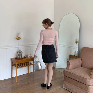 denim mini skirt