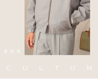 [CULTUM] Wool Blend Stand Collar Zip Jacket