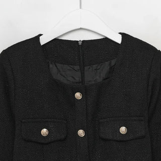 Square neck tweed mini dress
