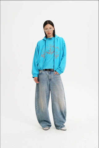 [MASONPRINCE] Washed Mid-Rise Tapered Wide Denim Pants