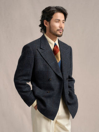 [CULTUM] 1930s Wool Herringbone Double Breasted Blazer