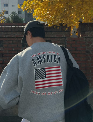 AMERICA Brushed Fleece String Sweatshirt (3 colors)