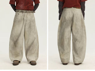 [Monterest] Washed Curved Seam Wide Leg Pants