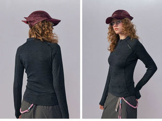[Monterest] Fleece-Lined Half-Zip Long Sleeve Tee