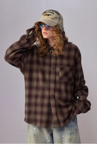 [Monterest] Oversized Yarn-Dyed Plaid Shirt