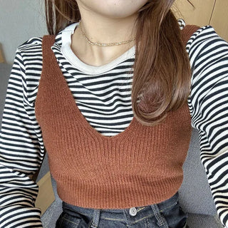 Colorful knit bustier