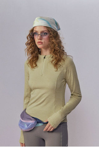 [Monterest] Fleece-Lined Half-Zip Long Sleeve Tee