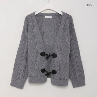 Cropped duffel knit cardigan