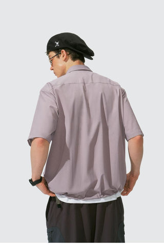 [Monterest] Arc Seam Short Sleeve Layered Shirt