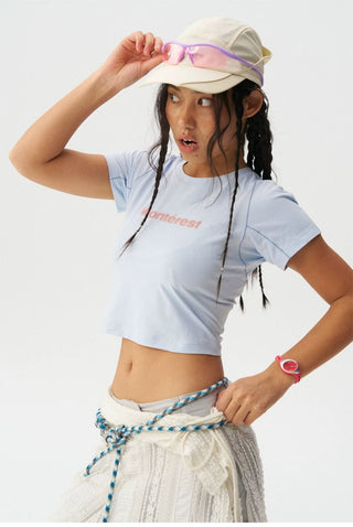 [Monterest] Quick-Dry Slim Fit Logo Crop Top