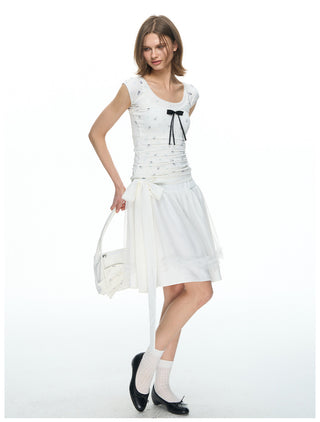 [NECY] Mimora Bow Tie Lace Midi Skirt