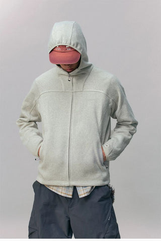 [Monterest] Fleece-Lined Hooded Zip-Up Cardigan