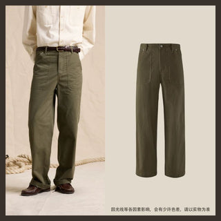[CULTUM] Washed Cotton High Waist Deck Pants