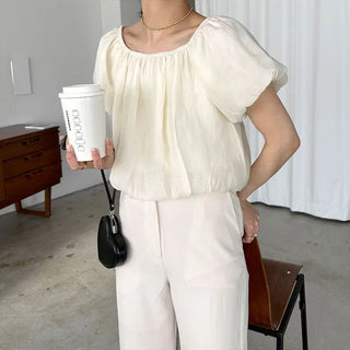 Chiffon shirred blouse