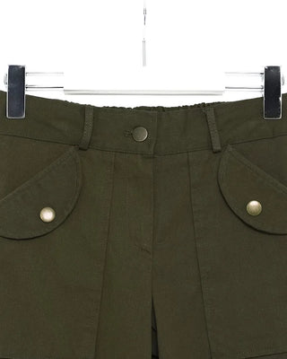Waist bag elastic gathered side zip capri pants