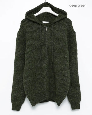(Unisex) Rib-Knit Zip-Up Hoodie