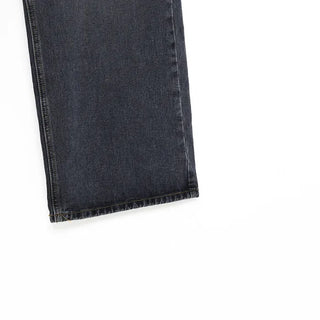 Washed straight black denim pants