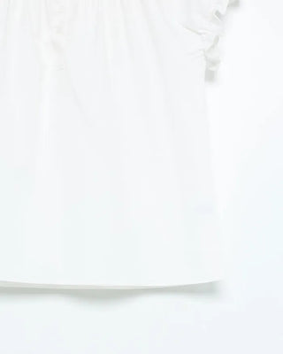 Jewel neck puff blouse