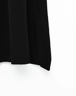 Elastic waist yoke line flared maxi skirt