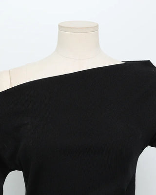 Asymmetrical Shoulder Shirring T-Shirt