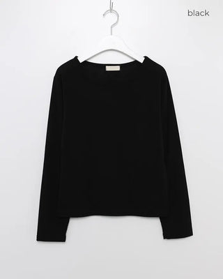 Brushed Cotton Loose Long-Sleeve T-Shirt