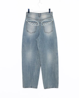 Wing Hip Painted Straight Denim Pants