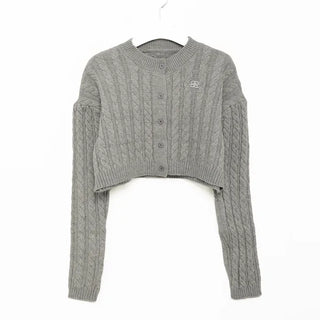 Twist knit cardigan and shirt set