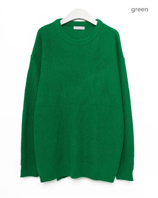 Crew neck slit knit