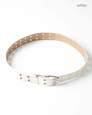 Double eyelet leather belt