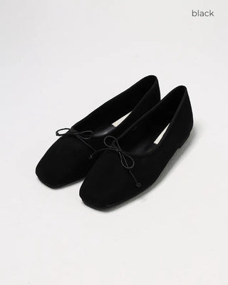 Ribbon square toe flat shoes