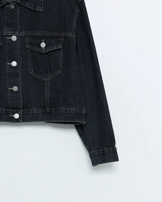 Stitched cropped denim jacket