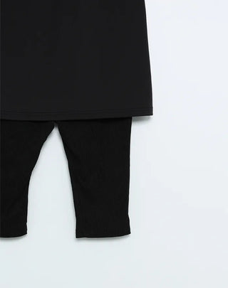 Mini skirt layered capri pants