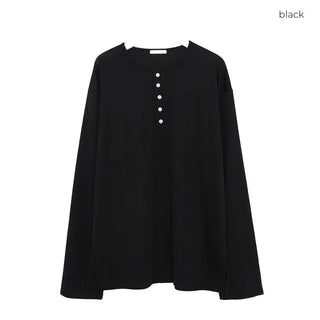 (Unisex) Henley Neck Cozy Long-Sleeve T-Shirt