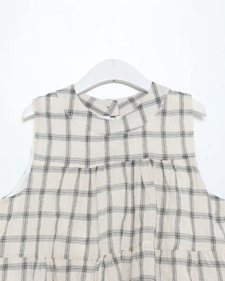 Back ribbon check sleeveless top