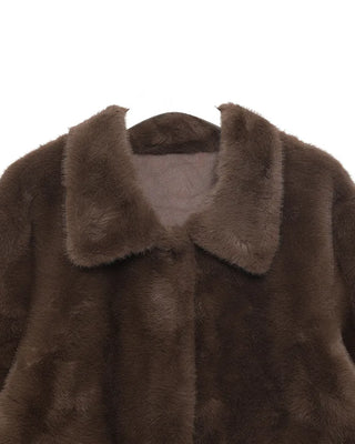 Crop collar point fur jacket