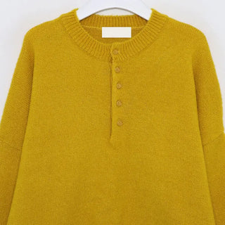 (Unisex) Oslo Henley Neck Loose Fit Knit