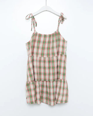 Checked camisole strap mini dress