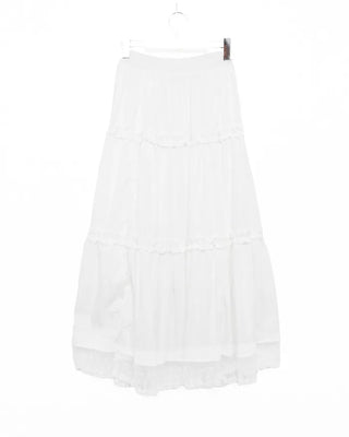 Lace hem frill line tiered maxi skirt