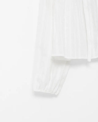 (Set) Punching Lace Tie Blouse