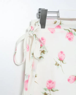 Vintage rose pattern midi skirt